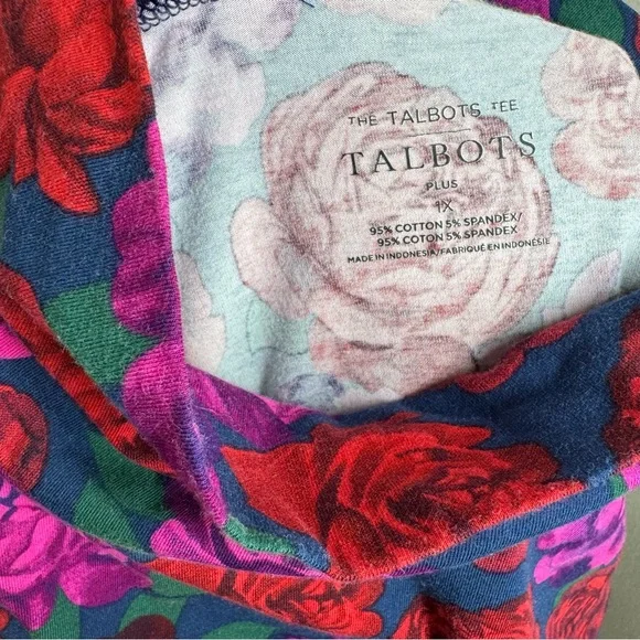 Talbots Plus 1x Classic Turtleneck Imperial Petals Cotton Floral Long Sleeve Tee - Picture 5 of 8